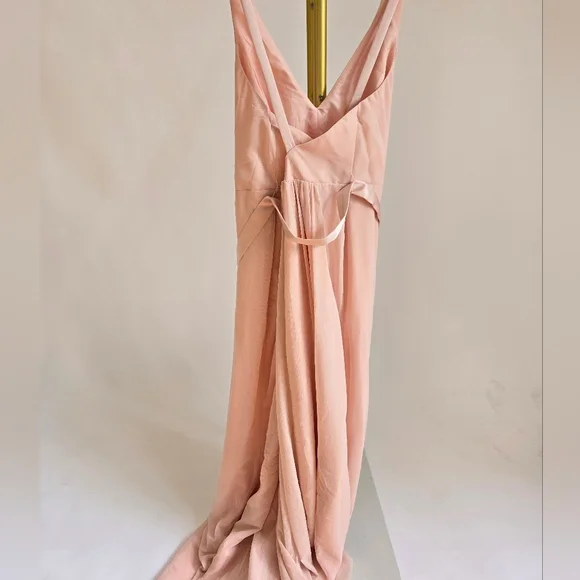 Vera Wang White Davids Bridal 20 Long Blush Dusty Rose Chiffon Dress Cross Back - Picture 3 of 15